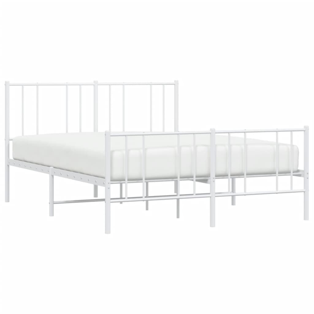 White Metal Bed Frame with Footboard - 120x200cm No Mattress