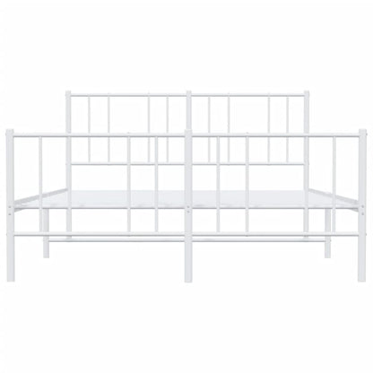 White Metal Bed Frame with Footboard - 120x200cm No Mattress