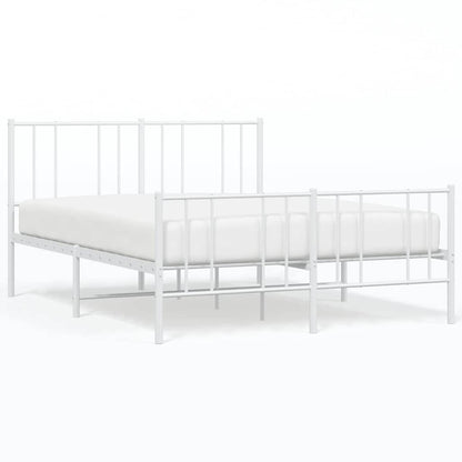 White Metal Bed Frame with Footboard 135x190cm - No Mattress
