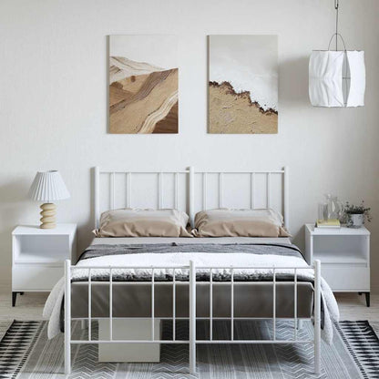 White Metal Bed Frame with Footboard 135x190cm - No Mattress