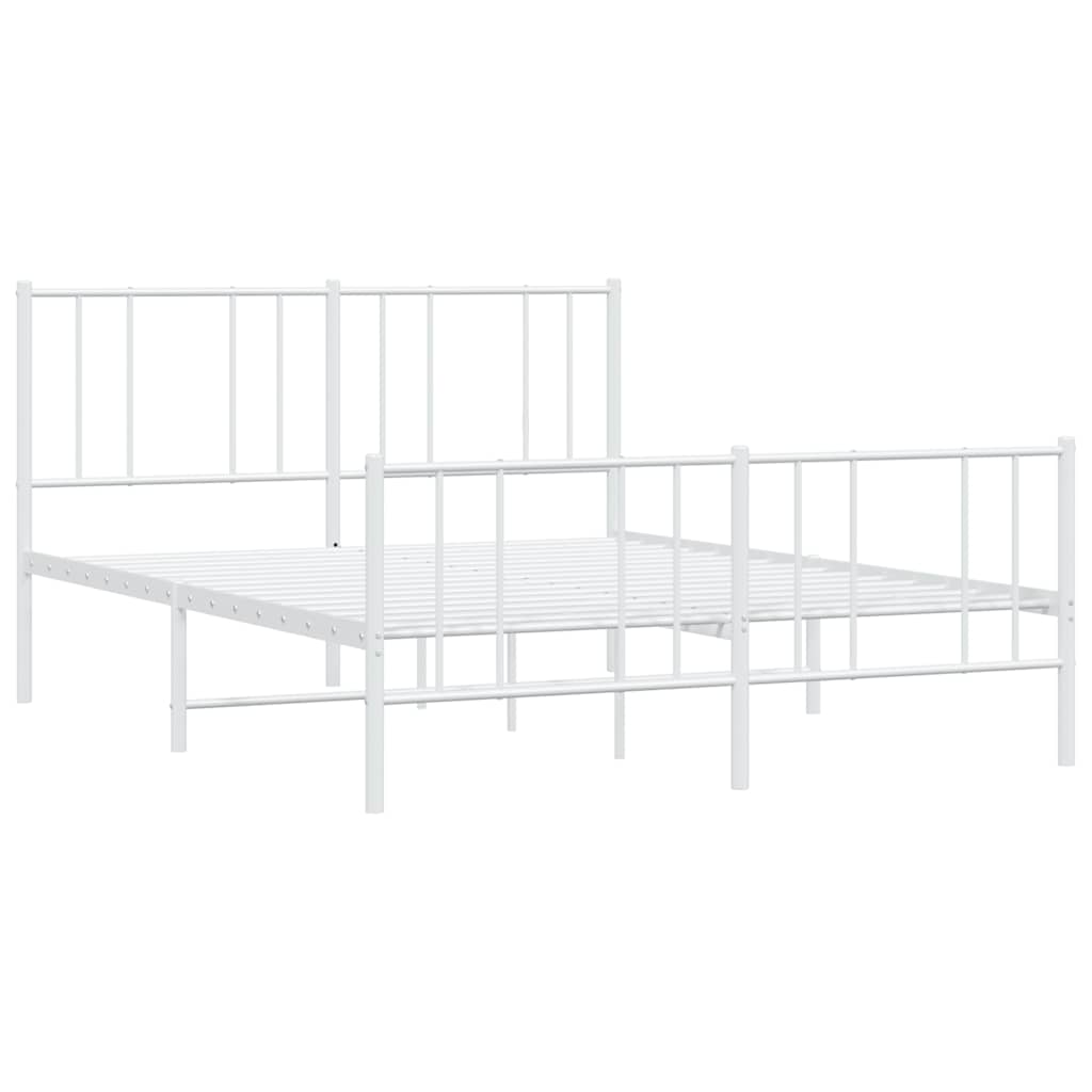 White Metal Bed Frame with Footboard 135x190cm - No Mattress