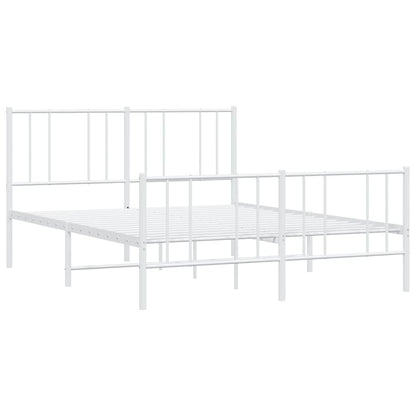 White Metal Bed Frame with Footboard 135x190cm - No Mattress
