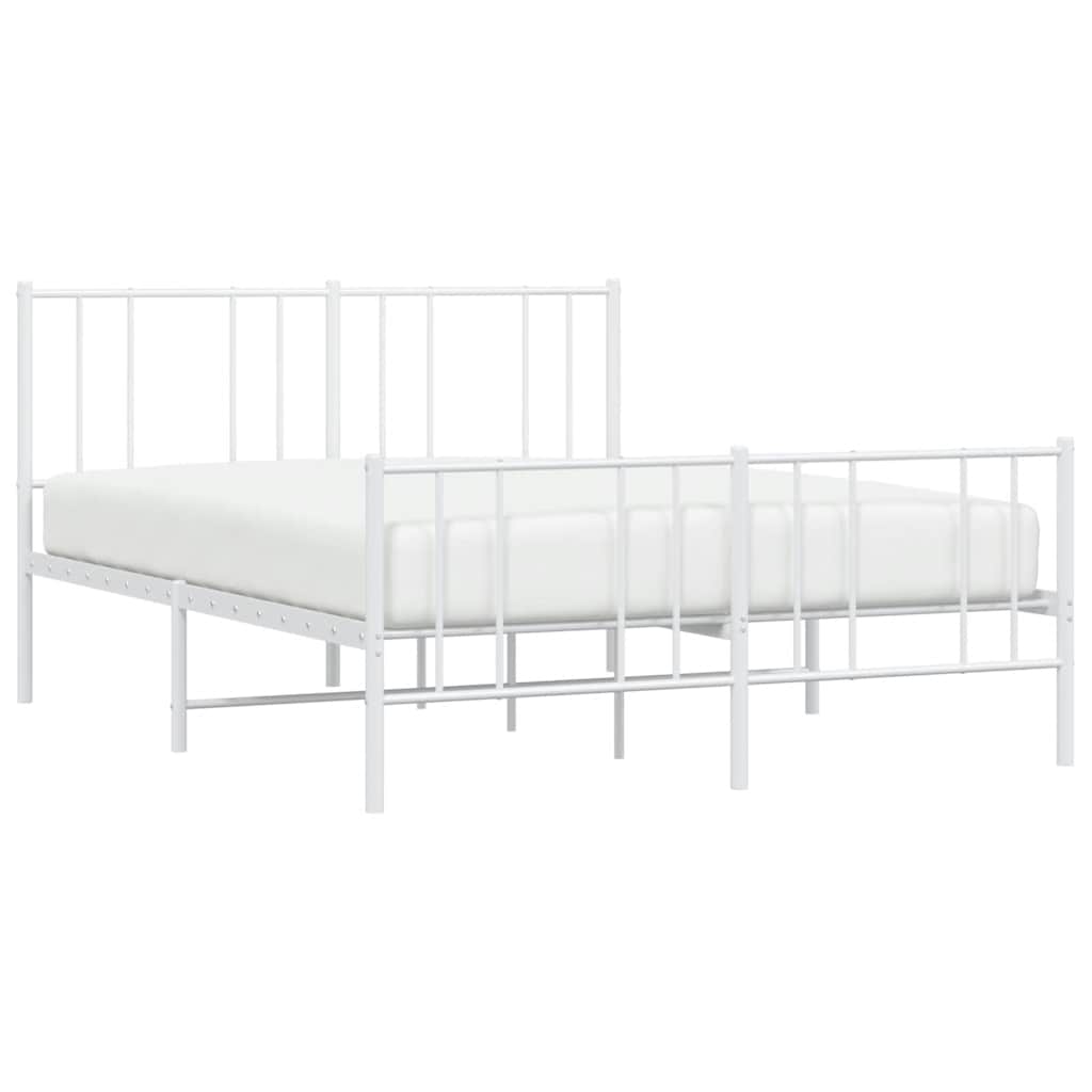 White Metal Bed Frame with Footboard 135x190cm - No Mattress