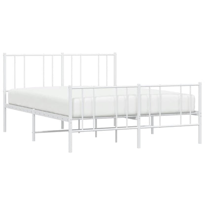 White Metal Bed Frame with Footboard 135x190cm - No Mattress