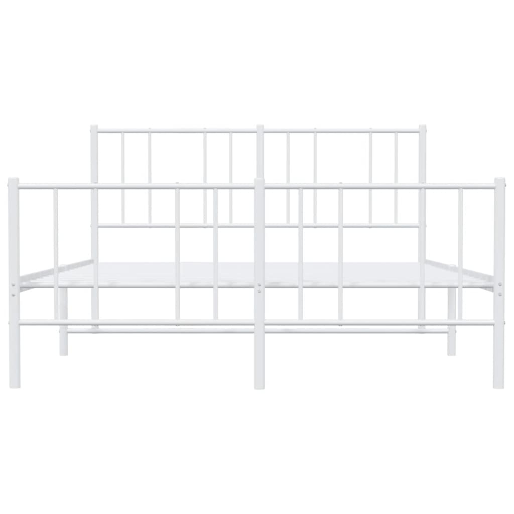 White Metal Bed Frame with Footboard 135x190cm - No Mattress