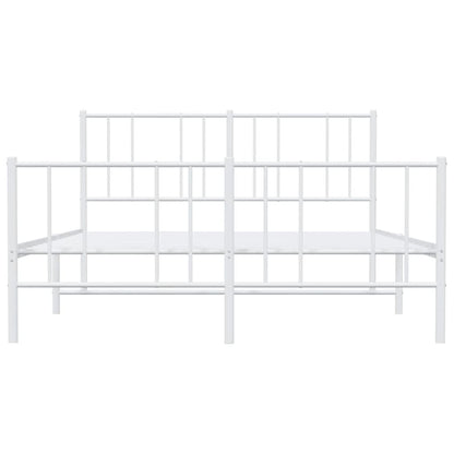 White Metal Bed Frame with Footboard 135x190cm - No Mattress