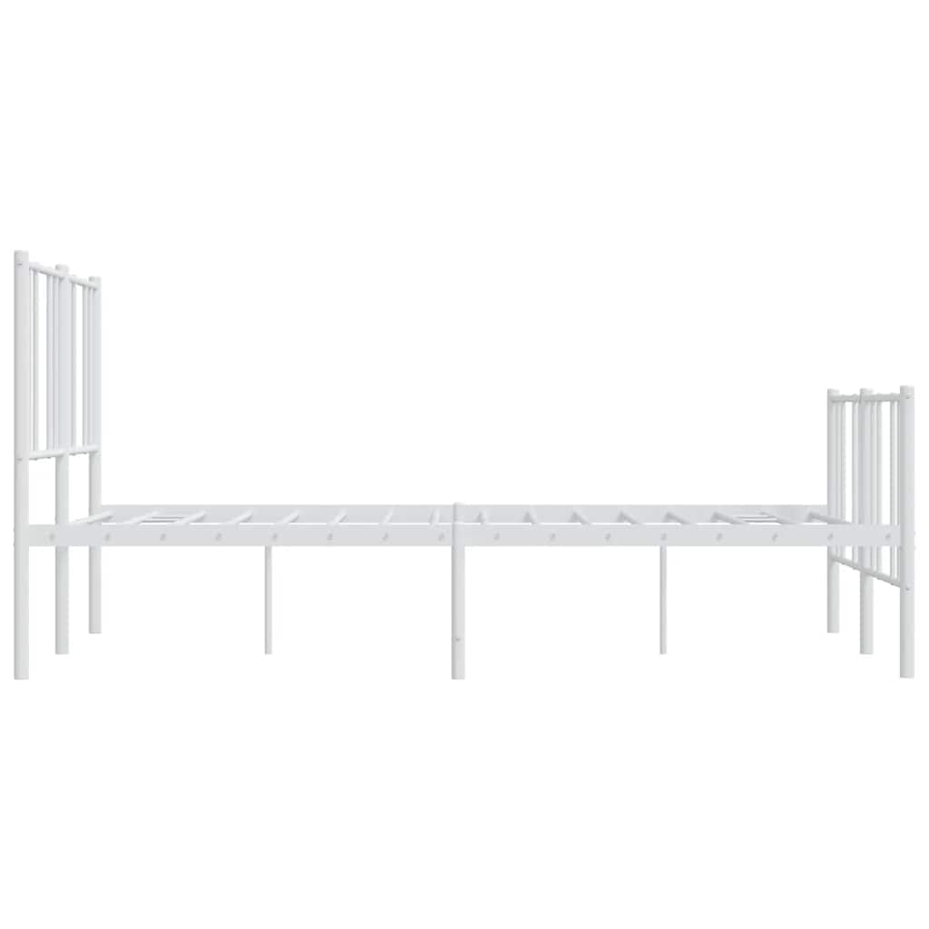 White Metal Bed Frame with Footboard 135x190cm - No Mattress