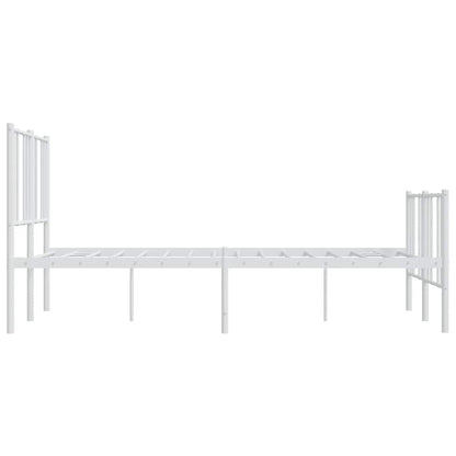 White Metal Bed Frame with Footboard 135x190cm - No Mattress