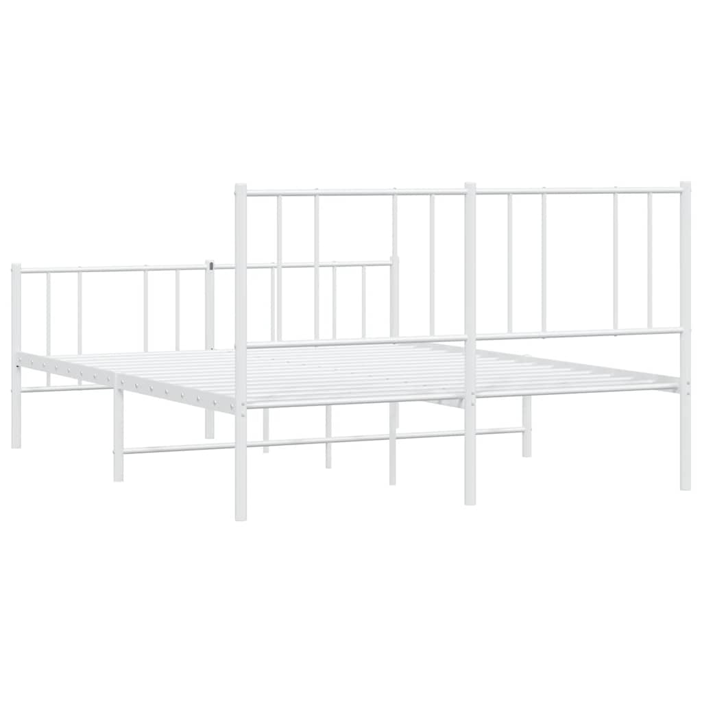 White Metal Bed Frame with Footboard 135x190cm - No Mattress