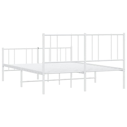 White Metal Bed Frame with Footboard 135x190cm - No Mattress