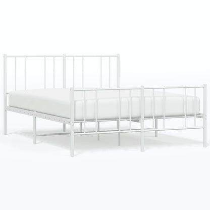 White Metal Bed Frame with Footboard 140x200cm - No Mattress