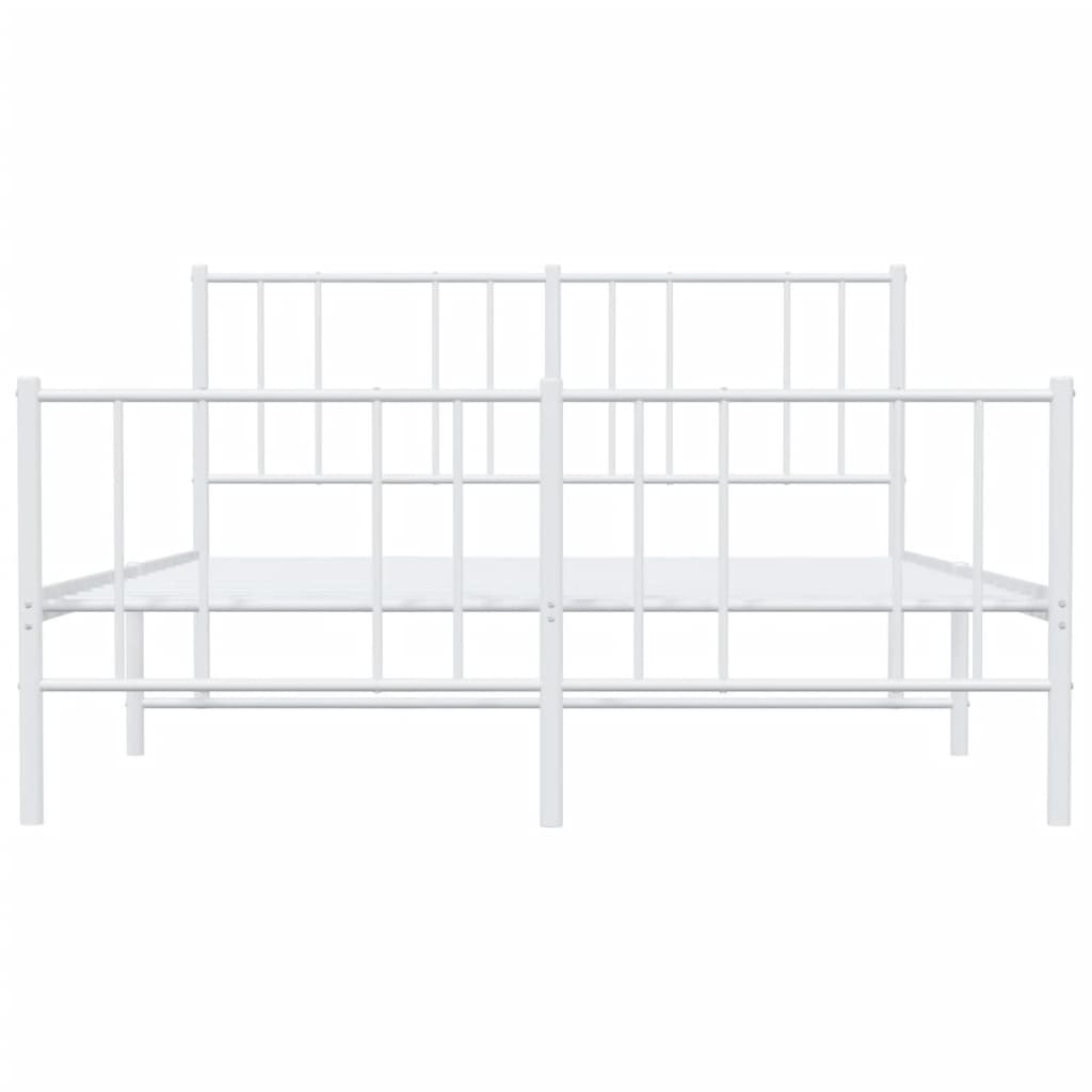 White Metal Bed Frame with Footboard 140x200cm - No Mattress