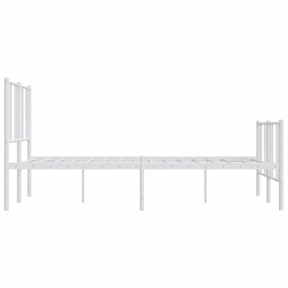 White Metal Bed Frame with Footboard 140x200cm - No Mattress