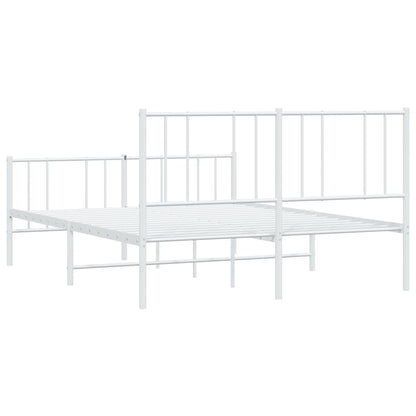White Metal Bed Frame with Footboard 140x200cm - No Mattress