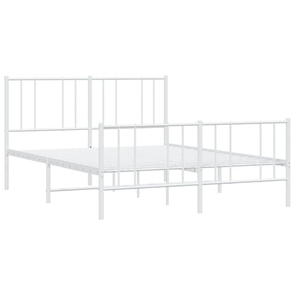 White Metal Bed Frame with Footboard, 160x200cm Mattress Not Included