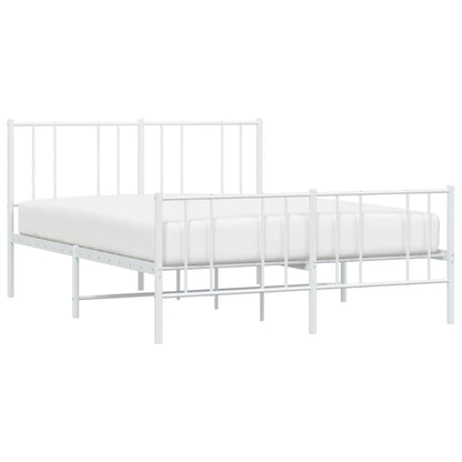 White Metal Bed Frame with Footboard, 160x200cm Mattress Not Included
