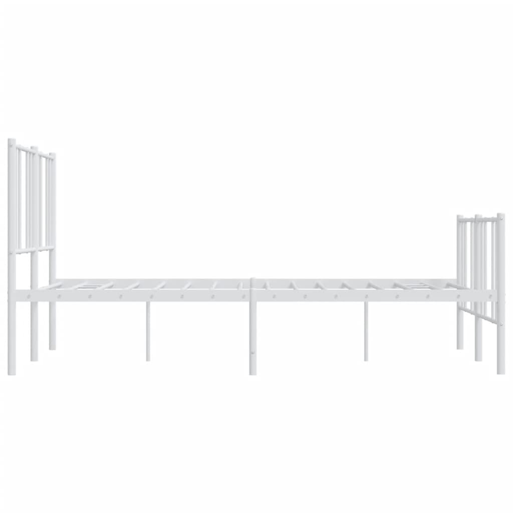White Metal Bed Frame with Footboard, 160x200cm Mattress Not Included