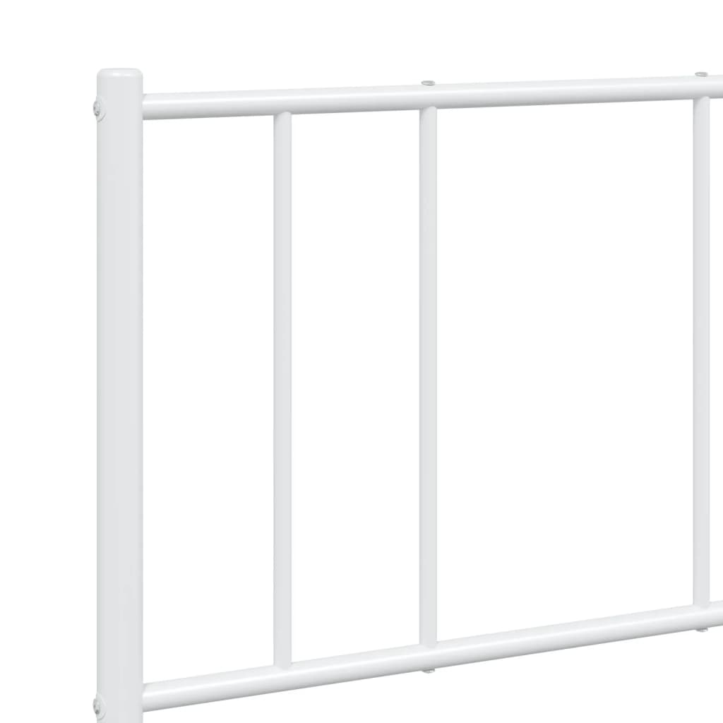 White Metal Bed Frame with Footboard, 160x200cm Mattress Not Included
