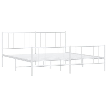 White Metal Bed Frame with Footboard, 180x200cm, No Mattress