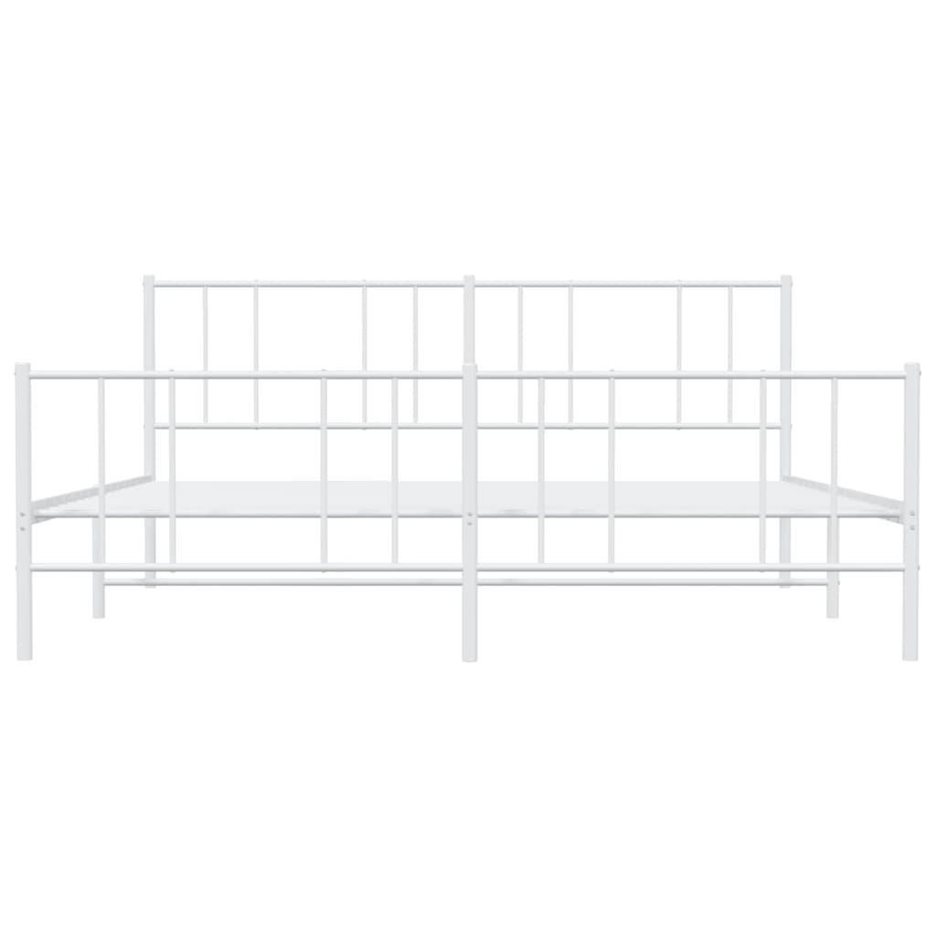 White Metal Bed Frame with Footboard, 180x200cm, No Mattress
