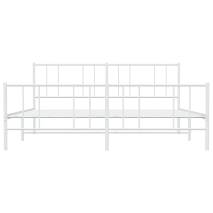 White Metal Bed Frame with Footboard, 180x200cm, No Mattress