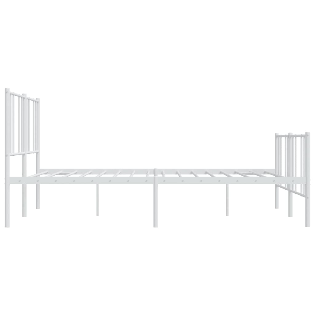 White Metal Bed Frame with Footboard, 180x200cm, No Mattress
