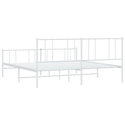 White Metal Bed Frame with Footboard, 180x200cm, No Mattress