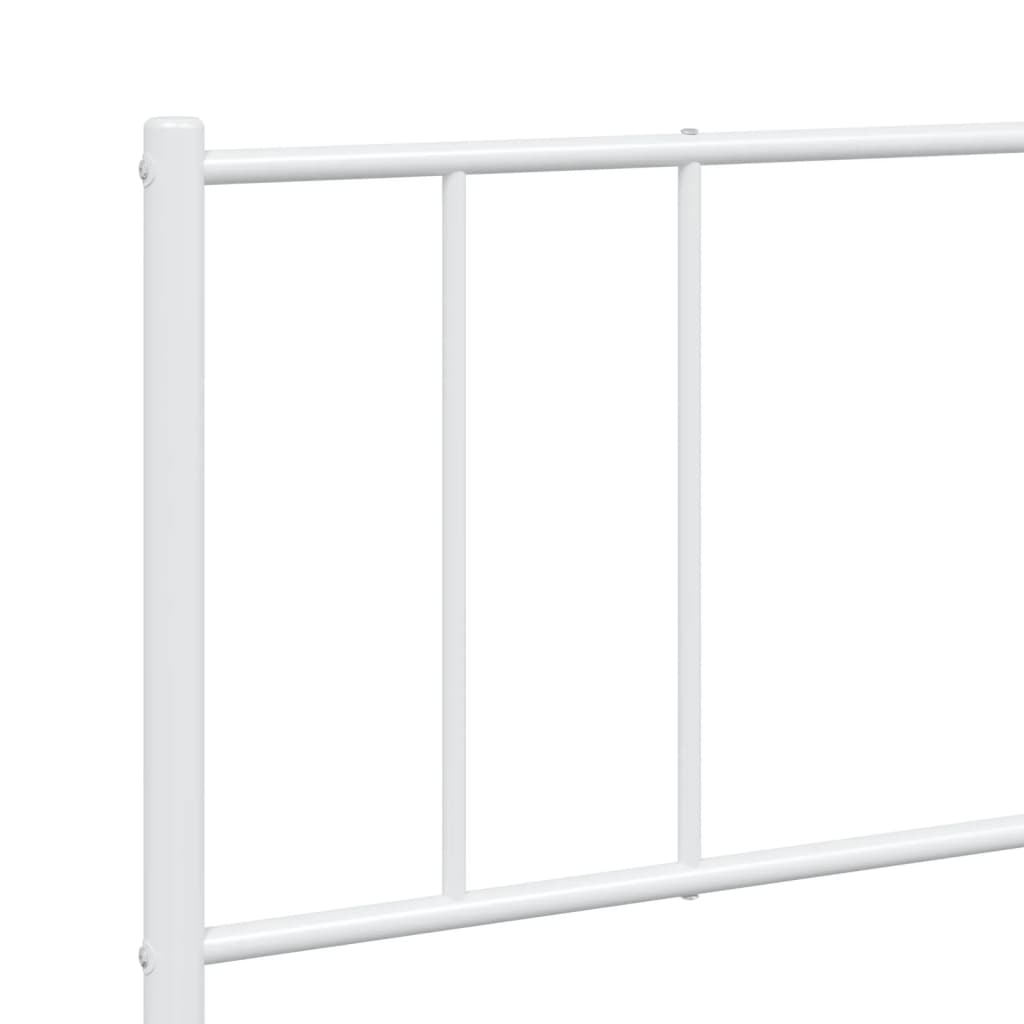 White Metal Bed Frame with Footboard, 180x200cm, No Mattress