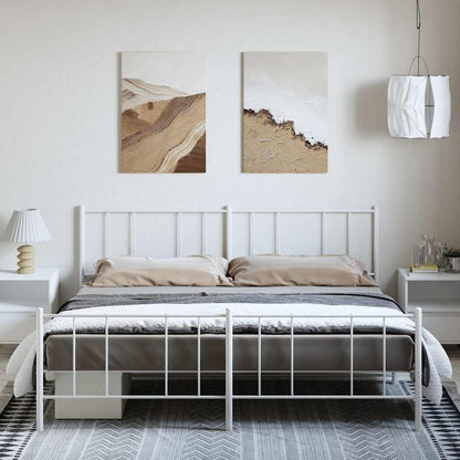 Elegant White Metal Bed Frame with Footboard - 183x213cm