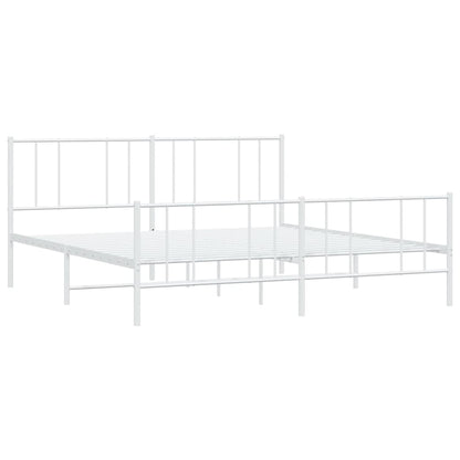 Elegant White Metal Bed Frame with Footboard - 183x213cm