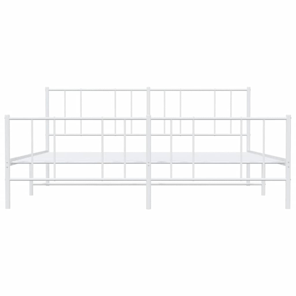 Elegant White Metal Bed Frame with Footboard - 183x213cm