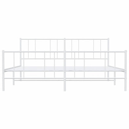 Elegant White Metal Bed Frame with Footboard - 183x213cm