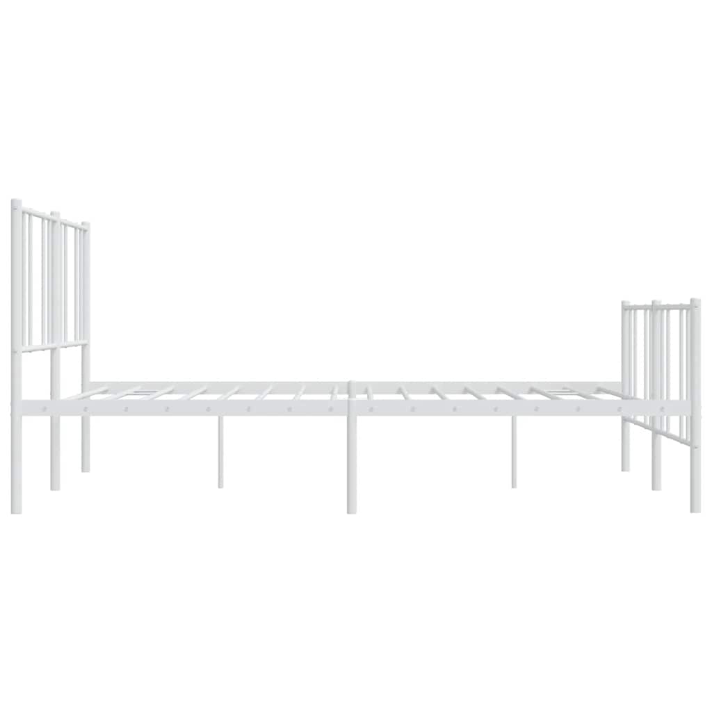 Elegant White Metal Bed Frame with Footboard - 183x213cm
