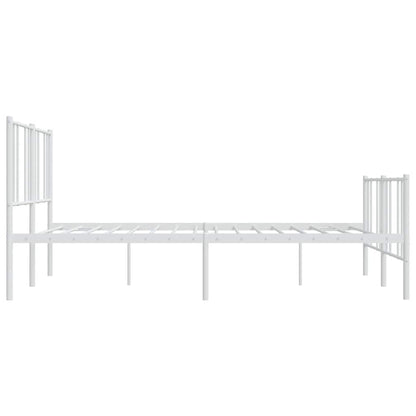 Elegant White Metal Bed Frame with Footboard - 183x213cm