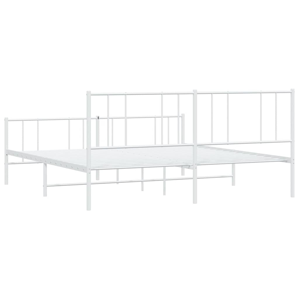 Elegant White Metal Bed Frame with Footboard - 183x213cm