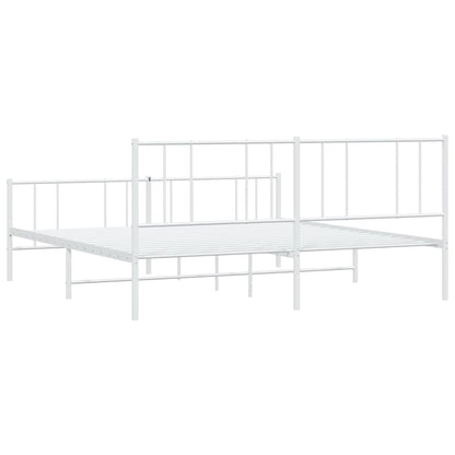 Elegant White Metal Bed Frame with Footboard - 183x213cm