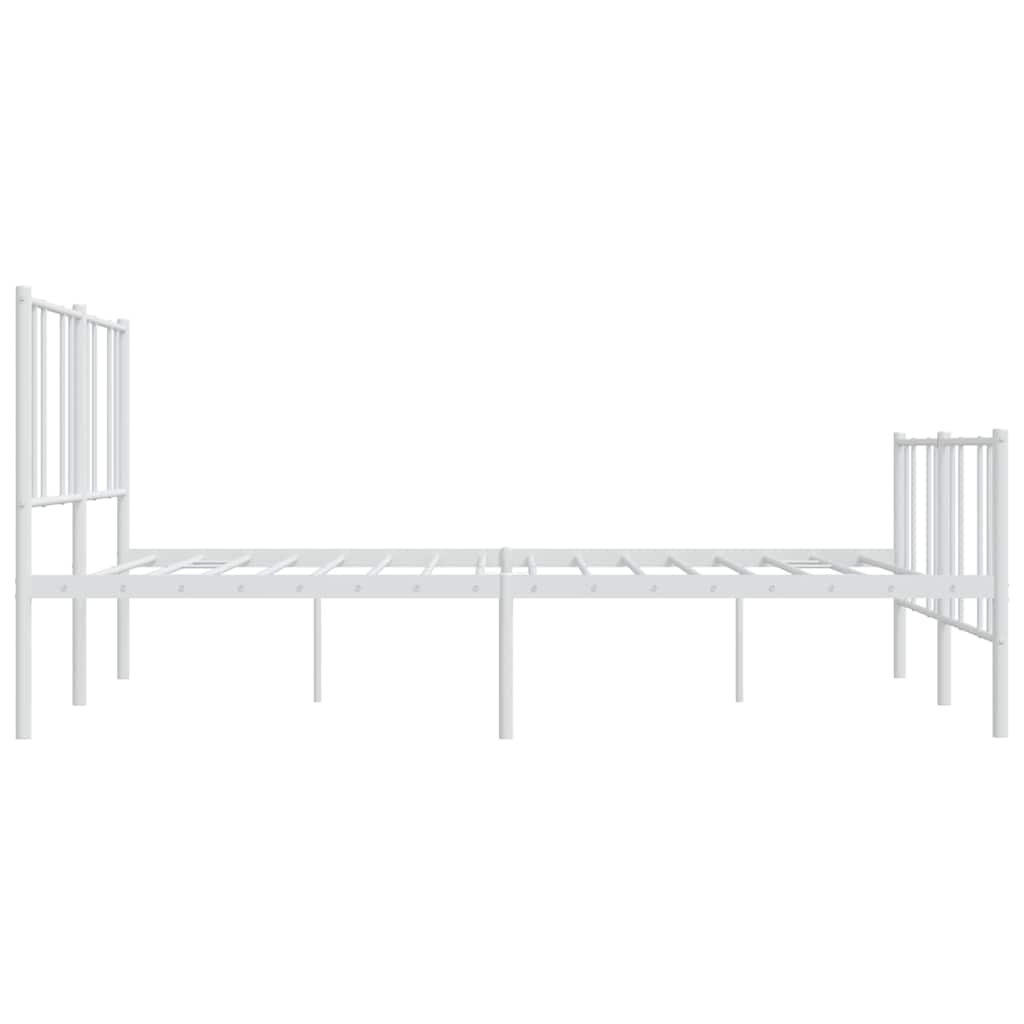 White Metal Bed Frame with Footboard 193x203cm - No Mattress Included