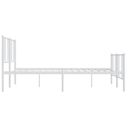 White Metal Bed Frame with Footboard 193x203cm - No Mattress Included