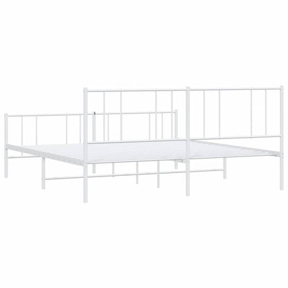 White Metal Bed Frame with Footboard 193x203cm - No Mattress Included