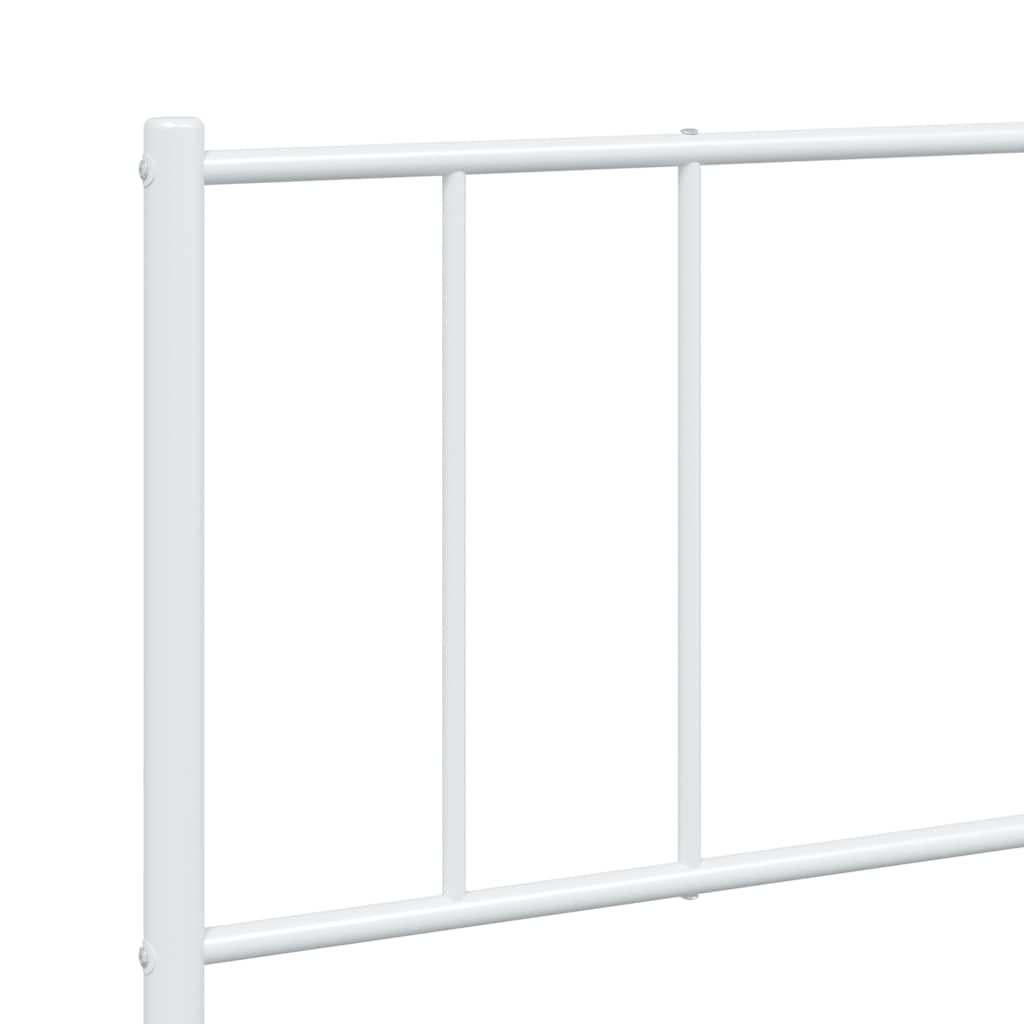 White Metal Bed Frame with Footboard 193x203cm - No Mattress Included
