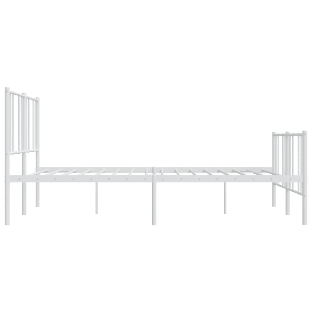 White Metal Bed Frame 200x200cm with Footboard - No Mattress Included