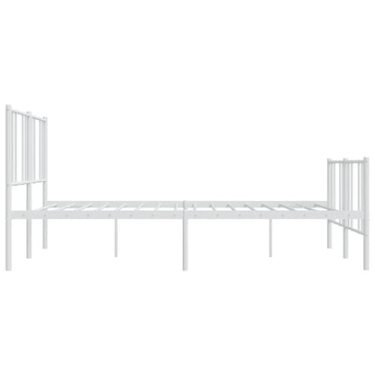 White Metal Bed Frame 200x200cm with Footboard - No Mattress Included