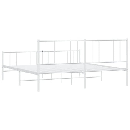 White Metal Bed Frame 200x200cm with Footboard - No Mattress Included