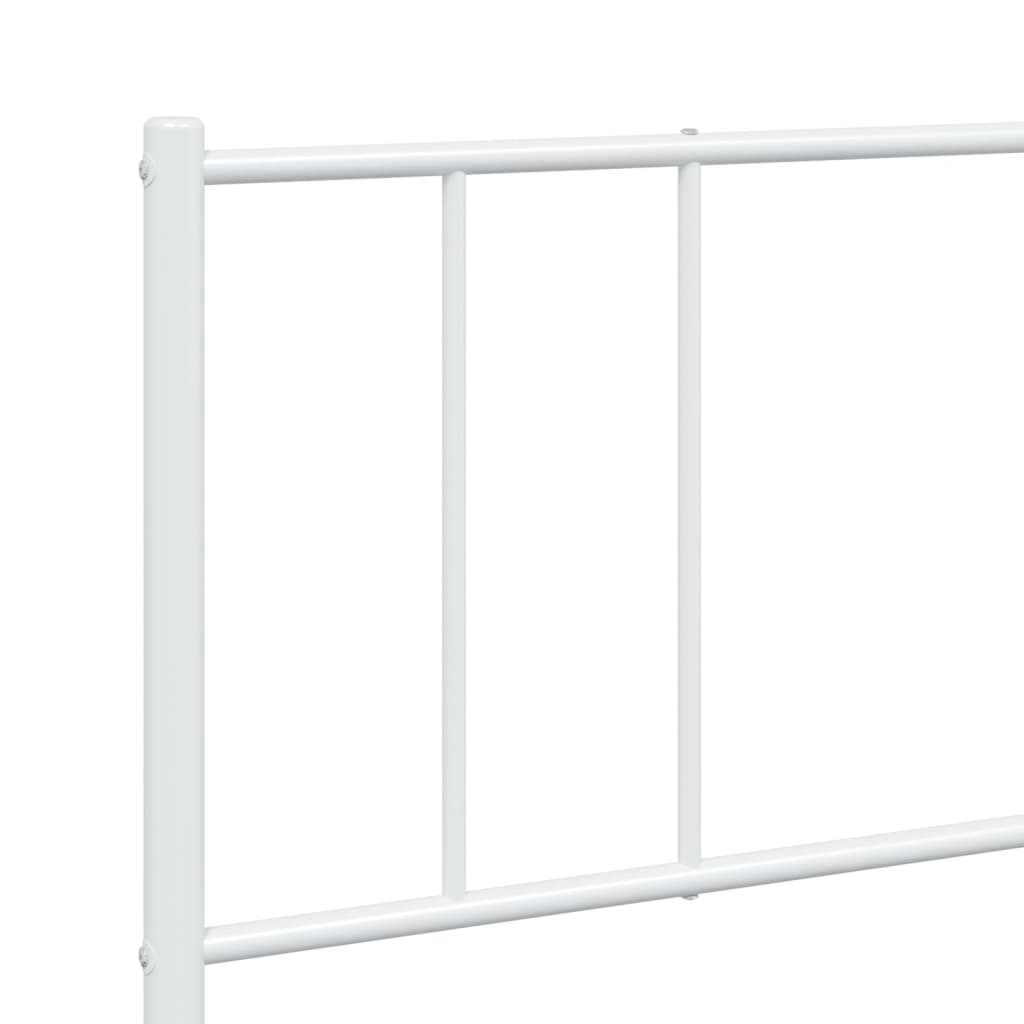 White Metal Bed Frame 200x200cm with Footboard - No Mattress Included
