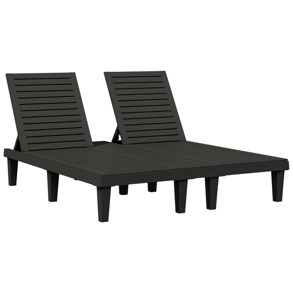 Stylish Black Polypropylene Double Sun Lounger - 155x138x83 cm