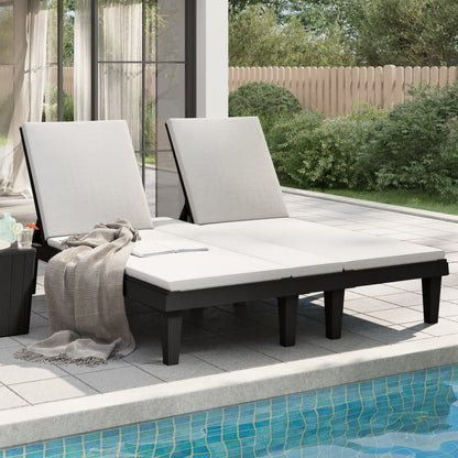Stylish Black Polypropylene Double Sun Lounger - 155x138x83 cm