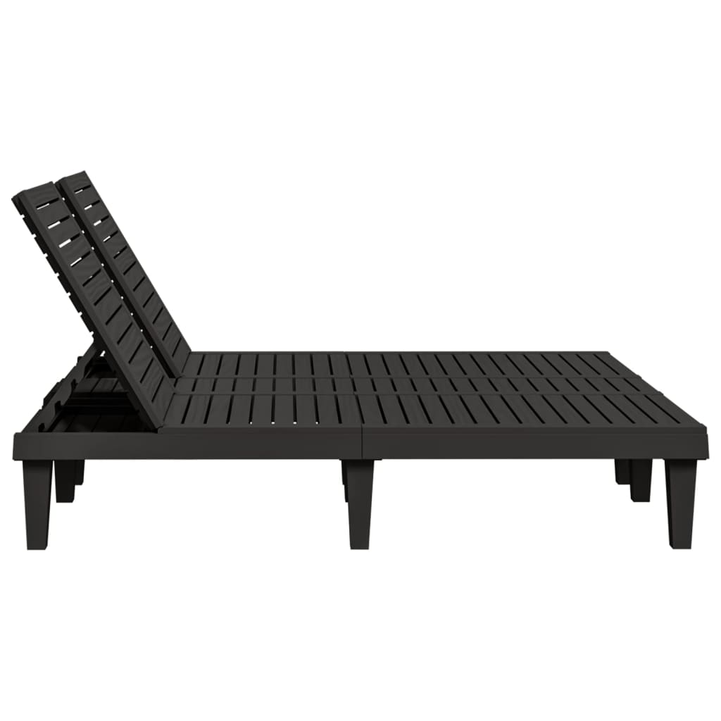 Stylish Black Polypropylene Double Sun Lounger - 155x138x83 cm