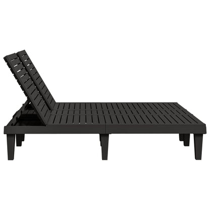 Stylish Black Polypropylene Double Sun Lounger - 155x138x83 cm