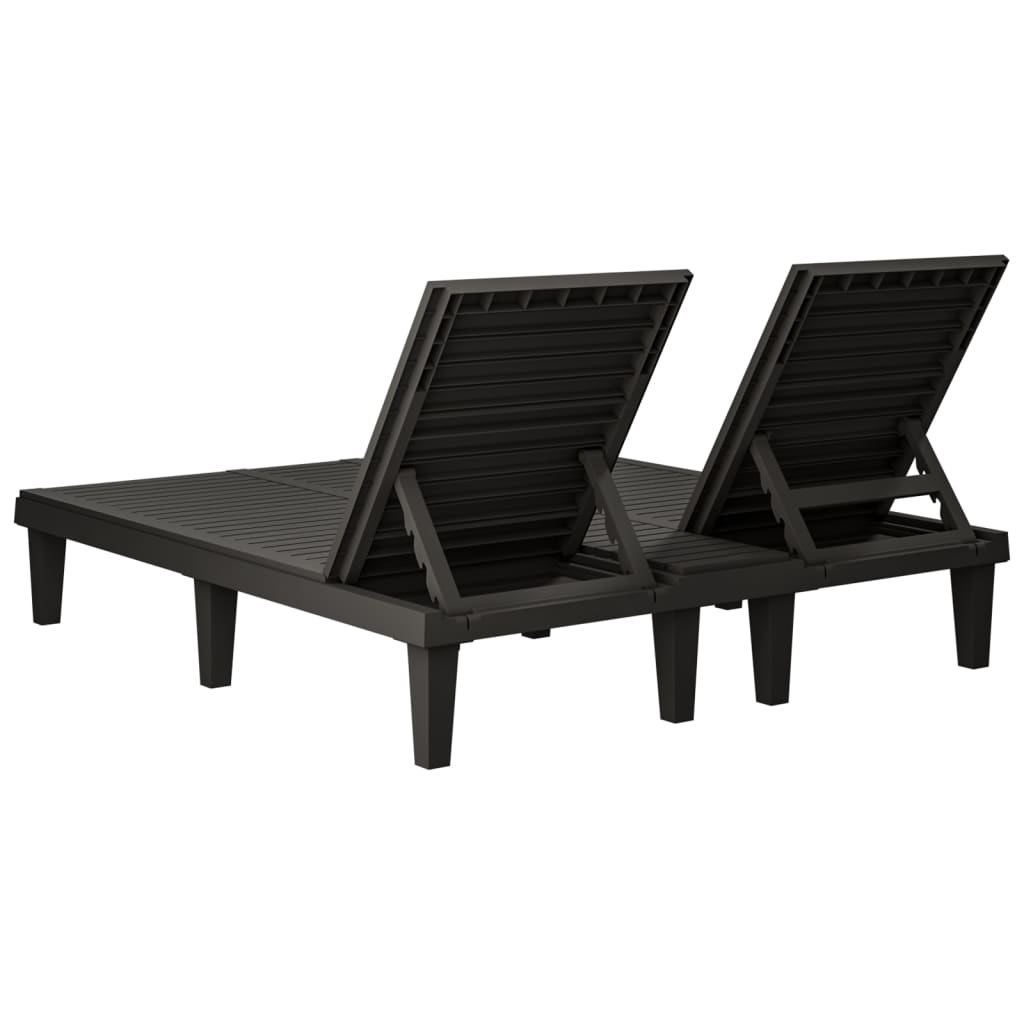 Stylish Black Polypropylene Double Sun Lounger - 155x138x83 cm