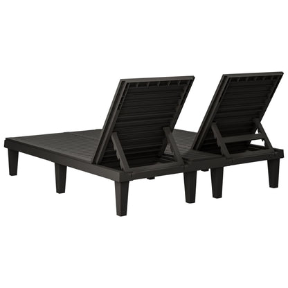 Stylish Black Polypropylene Double Sun Lounger - 155x138x83 cm